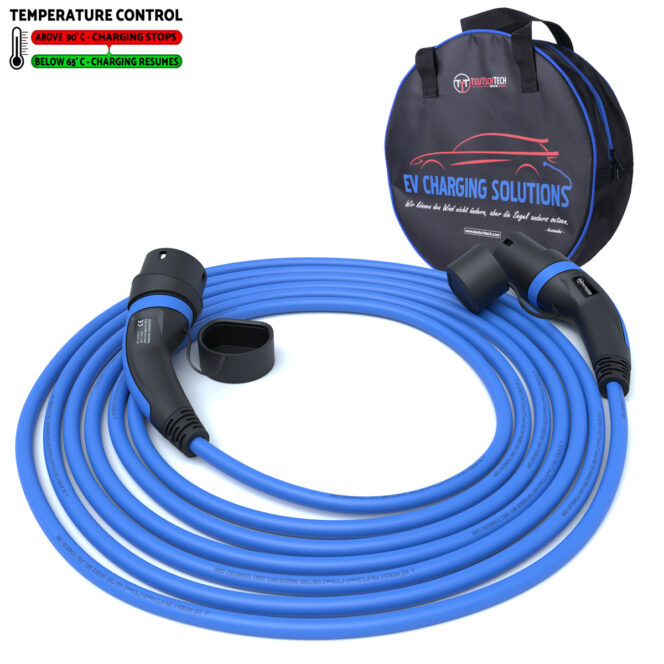 Ladekabel Typ 2 | 3x16A | 11kW | 5m | Ladetemperaturkontrolle | blau - Image 2