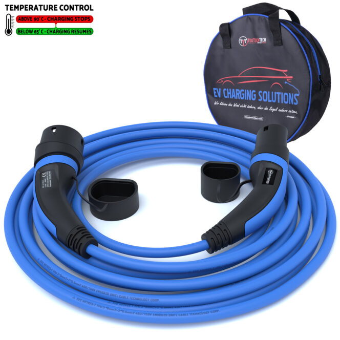 Ladekabel Typ 2 | 1x32A | 7.4kW | 10m | Ladetemperaturkontrolle | blau - Image 2