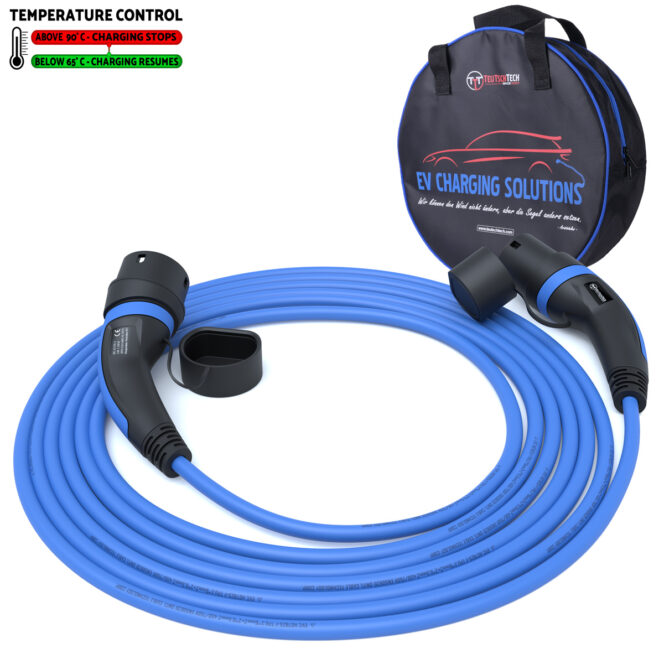 Ladekabel Typ 2 | 1x32A | 7.4kW | 5m | Ladetemperaturkontrolle | blau - Image 2