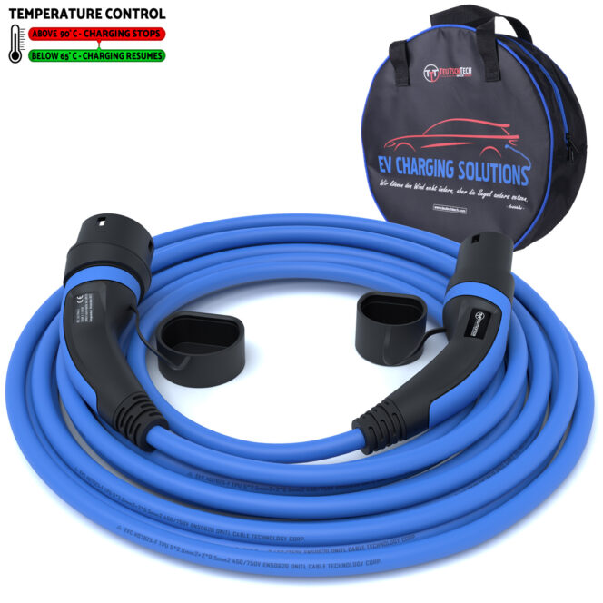 Ladekabel Typ 2 | 3x16A | 11kW | 10m | Ladetemperaturkontrolle | blau - Image 2