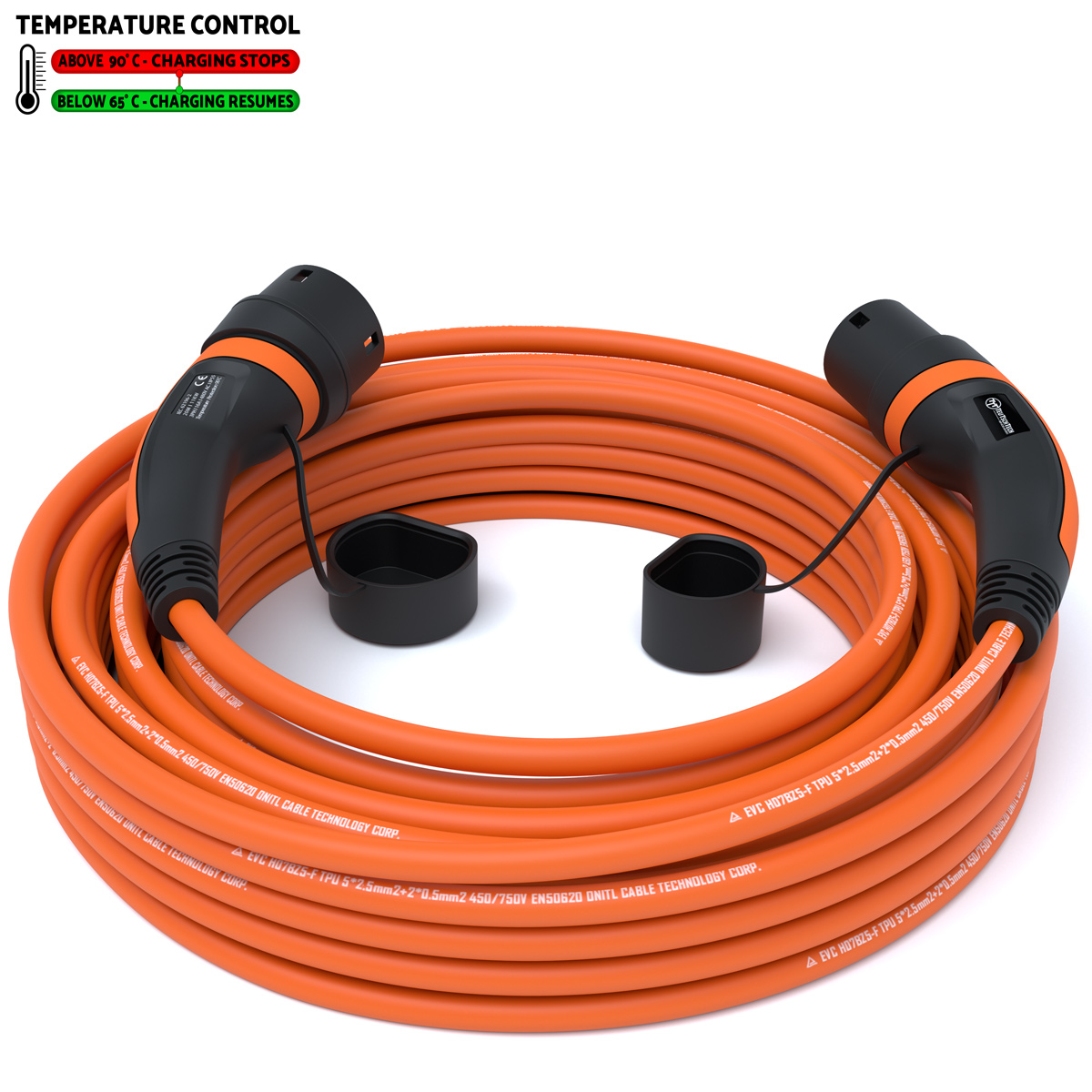 Typ 2 Ladekabel 11 kW | 20 m | Orange | Temperaturüberwacht | Sicher Laden – Bild 2