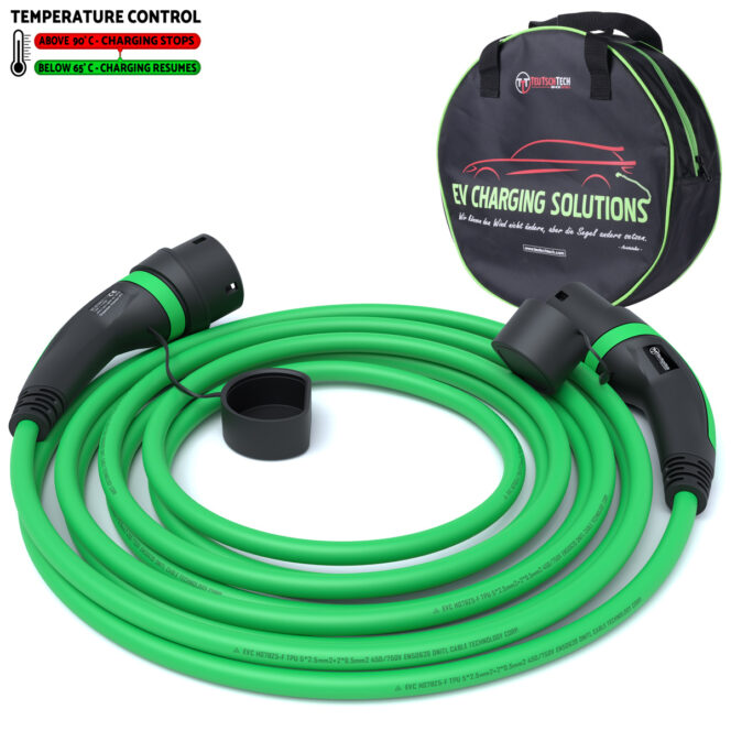 Ladekabel Typ 2 | 3x16A | 11kW | 7.5m | Ladetemperaturkontrolle | grün - Image 2