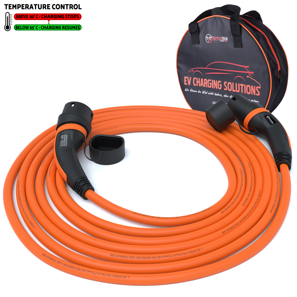 Typ 2 Ladekabel 22 kW | 5 m | Orange | Temperaturüberwacht | Sicher Laden – Bild 2