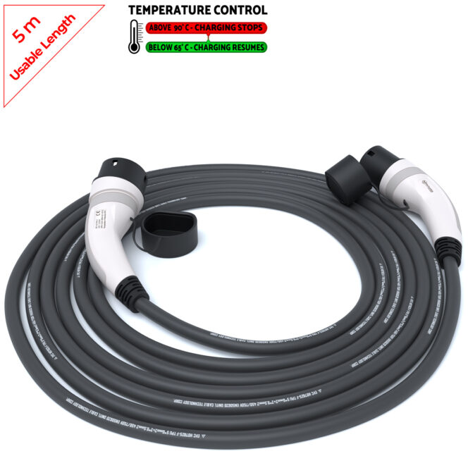 Ladekabel Typ 2 | 3x32A | 22kW | 5m | Ladetemperaturkontrolle | schwarz - Image 2