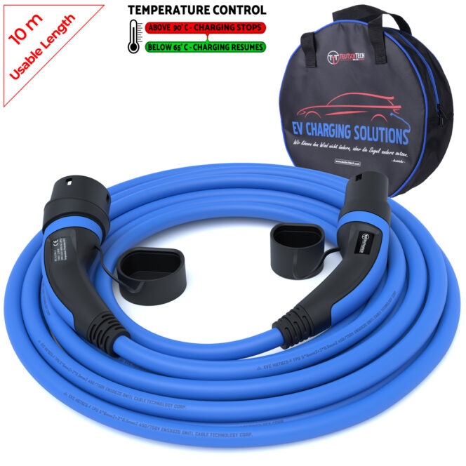 Ladekabel Typ 2 | 3x32A | 22kW | 10m | Ladetemperaturkontrolle | blau - Image 2