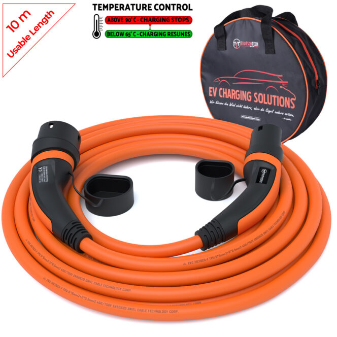 Typ 2 Ladekabel 22 kW | 10 m | Orange | Temperaturüberwacht | Sicher Laden - Image 2