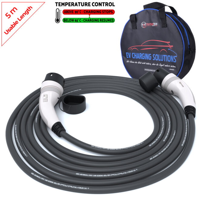 Ladekabel Typ 2 | 3x32A | 22kW | 5m | Ladetemperaturkontrolle | schwarz - Image 2