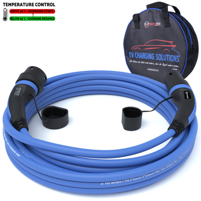 Ladekabel Typ 2 | 3x32A | 22kW | 15m | Ladetemperaturkontrolle | blau - Image 2