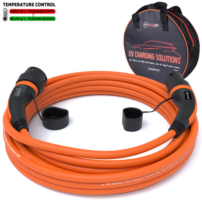 Ladekabel Typ 2 | 3x32A | 22kW | 15m | Ladetemperaturkontrolle | orange - Image 2