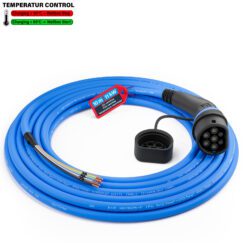 Ladekabel Typ 2 Mode 3 | 11kW | 10m | 16A  | Offenes Ende (freie Kabelenden) für Wallbox Installation | Integrierte Temperaturüberwachung | Blau